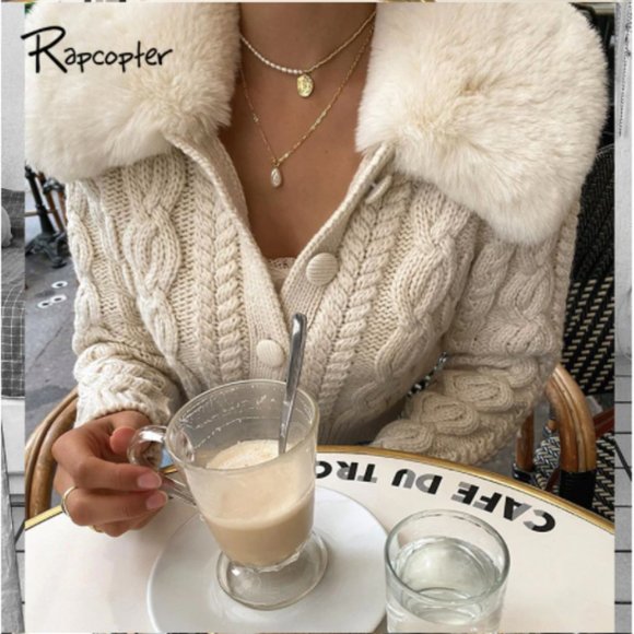 Trendy Cream Cropped Sweater - Picture 2 of 7